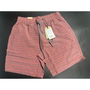 prAna Men's Metric E-Waist Shorts UPF 50+ Stretch Performance Rust Stripe L $69‎